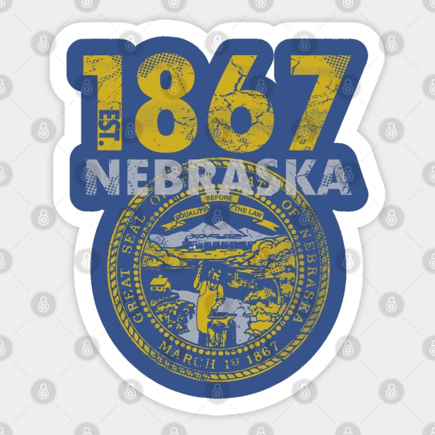 Nebraska Est 1867 State Vintage Home Love Sticker by E